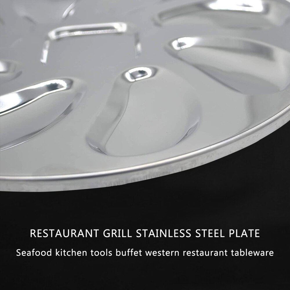 Brand Oyster Shell Shaped 8 Slots Stainless Steel Oyster Serving Grilling Plate Pan for Oysters Sauce and Lemons