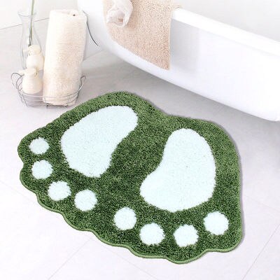 Foot Print Bath Mats,Non-slip Bathroom Carpet,Mat Toilet Memory Foam Bathroom Rug Bath Pad Carpets,Microfiber Mini Mats 40*60cm: Green