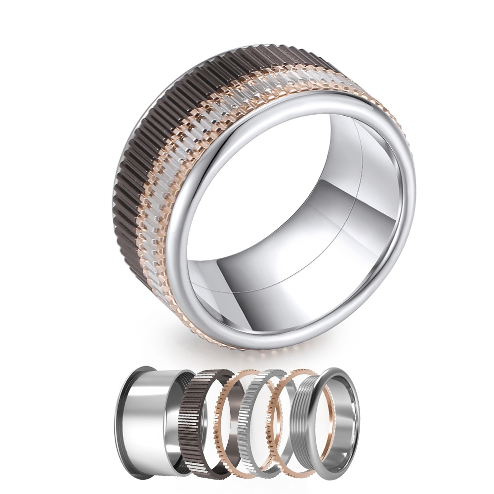 Floya Titanium Rvs Ringen Set Voor Vrouwen Combina... – Grandado