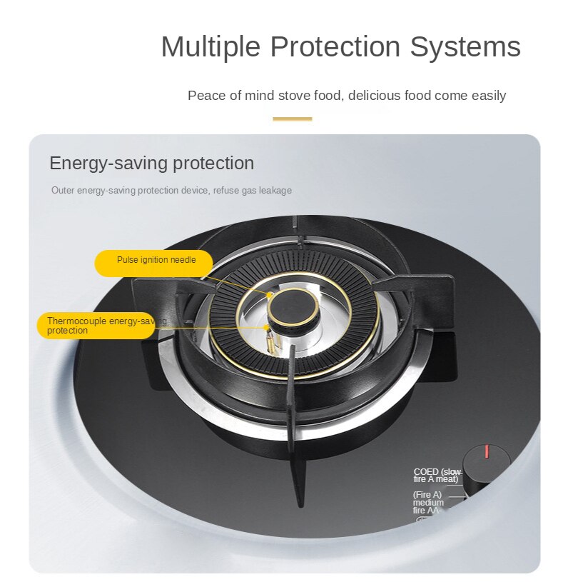 Household double-head gas stove natural gas stove tempered glass surface electronic pulse ignition 110V/220v
