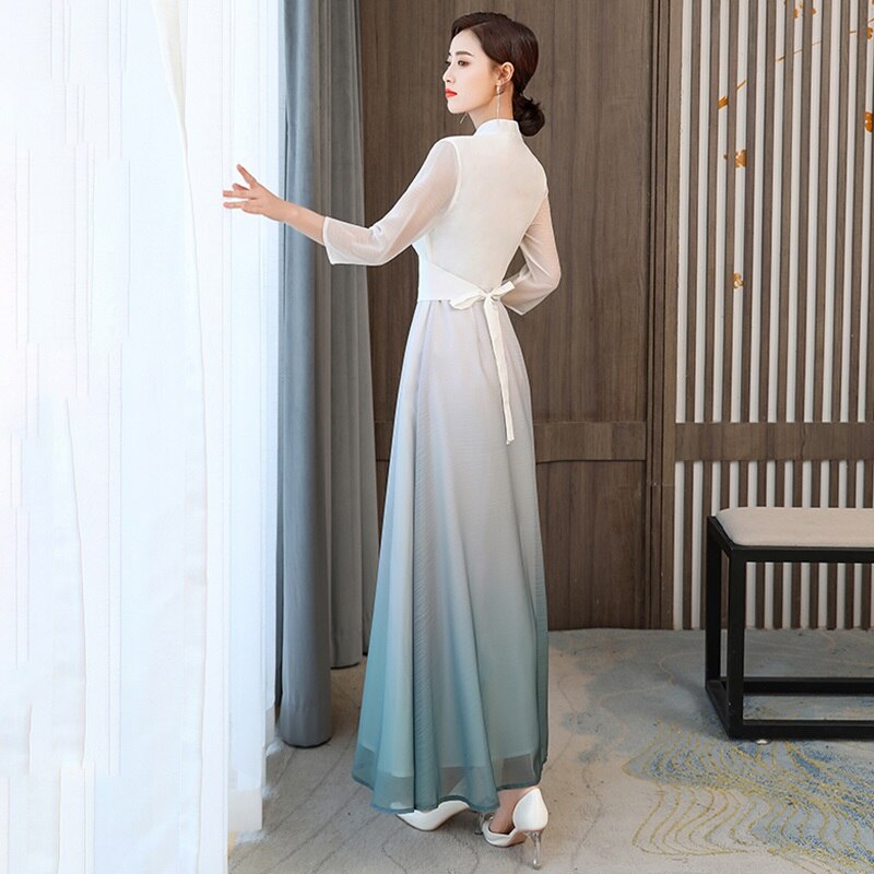 SXTYYH Ao Dai Vietnamese Jurk for Vrouwen Traditioneel Chinees