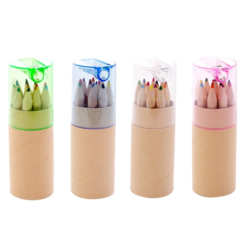 12 Kleuren High-Graded Gekleurde Potloden Draagbare Pocket Kleuringspotlood Set Met Puntenslijper Student Tekening Levert