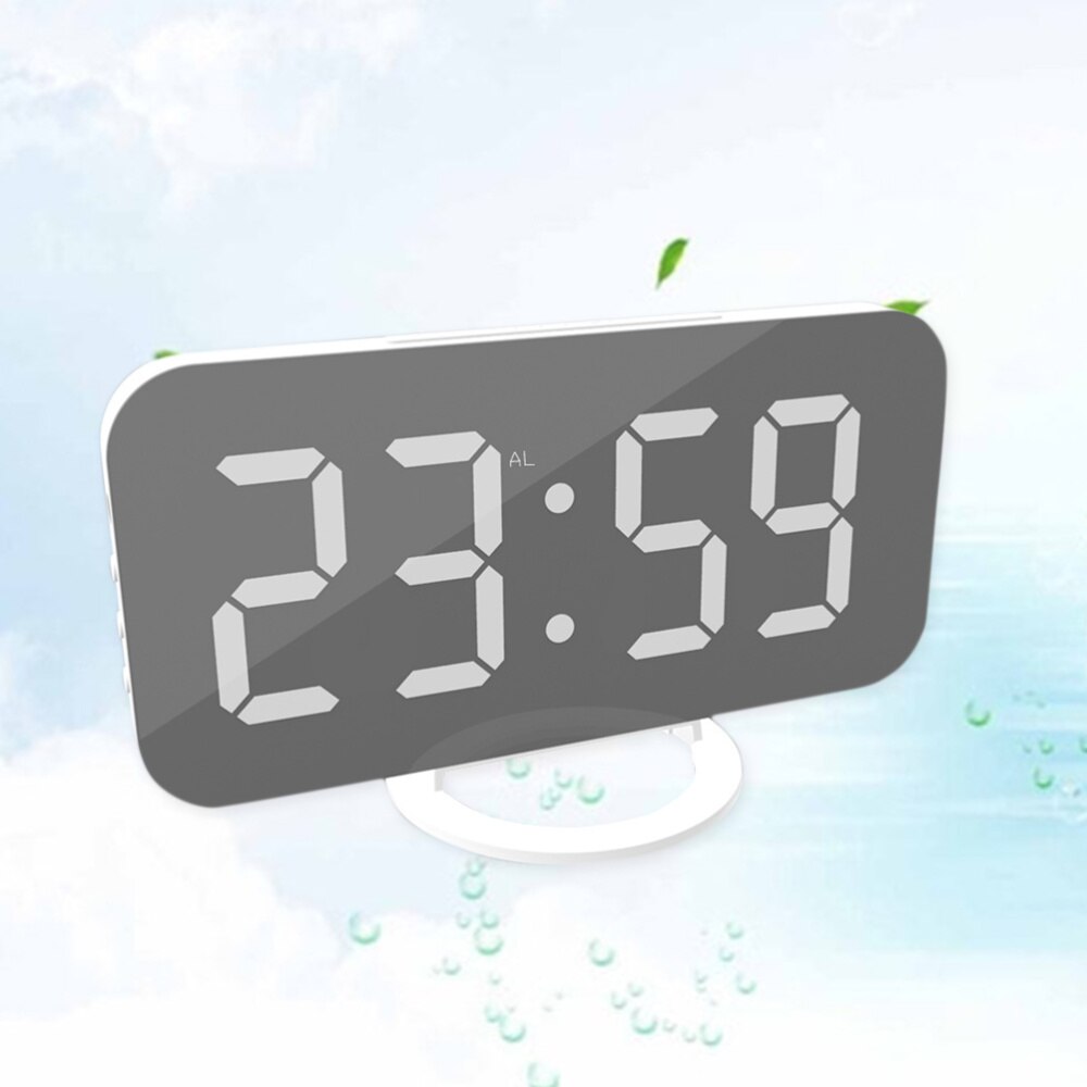 Digital Alarm Clock with Dual USB Charging Ports Large Easy-Read Mirror Surface LED Display Snooze Dimmer Function (Green)