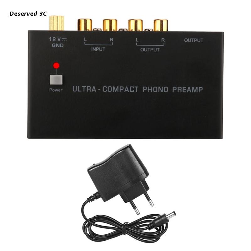 R9CB Phono giradischi preamplificatore Mini adattatore per preamplificatore fonografo Stereo elettronico uscita ingresso RCA portatile a basso rumore: EU Plug