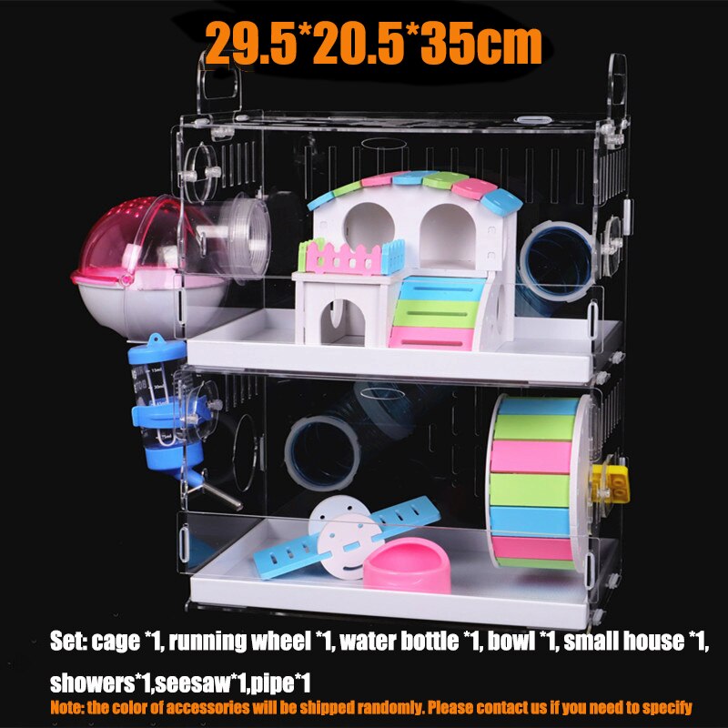 Transparent acrylique Hamster maison petite Cage pour animaux de compagnie surdimensionné Villa cobaye base Cage jouet fournitures paquet nid avec le tuyau