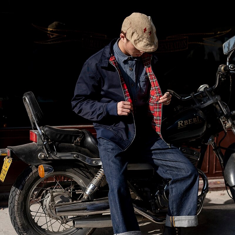 2022 nowa amerykańska oprzyrządowanie kurtka w kratę wodoodporna kurtka retro wiosną i jesienią punk motocykl kurtka męska modny cienkie