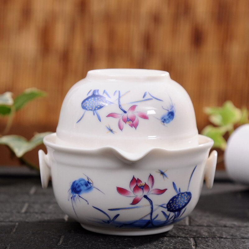 Travel tea set Include 1 Pot 1 Cup,china good product kuaikebei Kung Fu Teaset gaiwan easy teapot kettle: 04