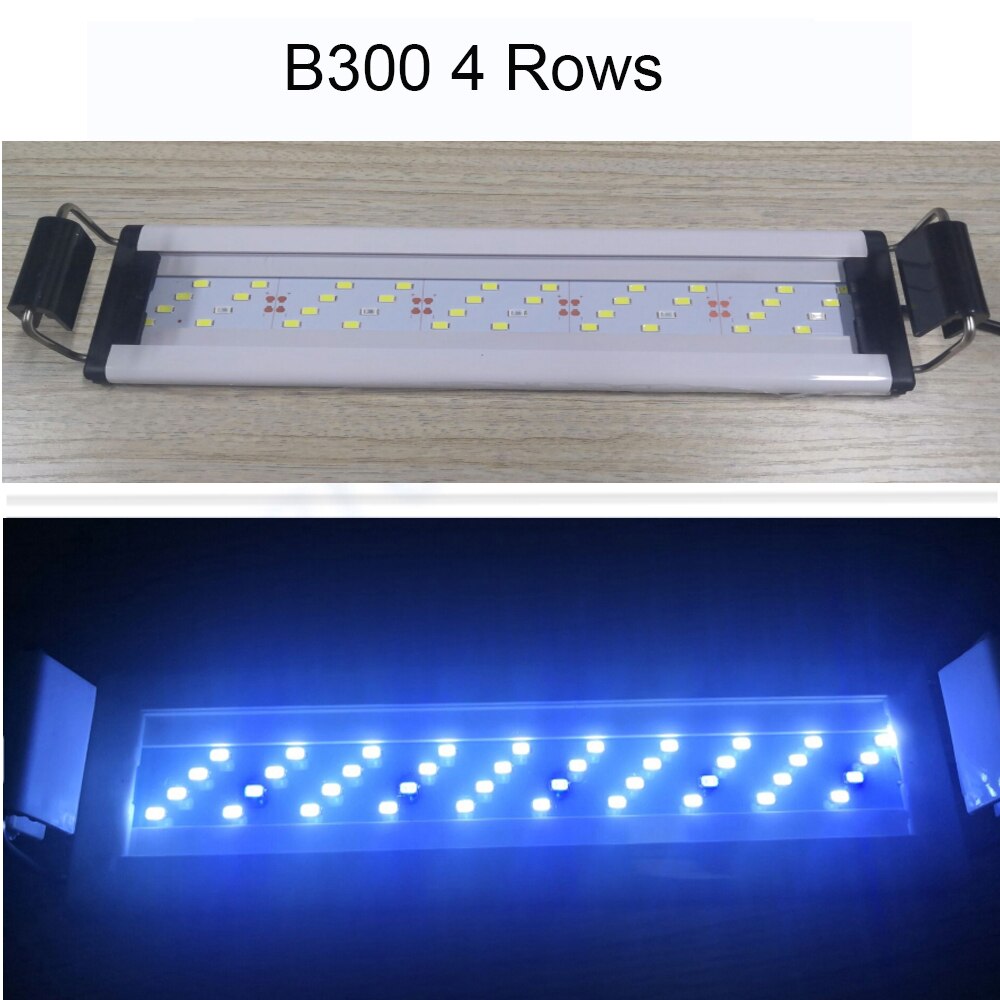 Super Slim LEDs Aquarium Lighting Aquatic Plant Light 20-70CM Extensible Waterproof Clip on Lamp For Fish Tank: B300-BW EU-Plug