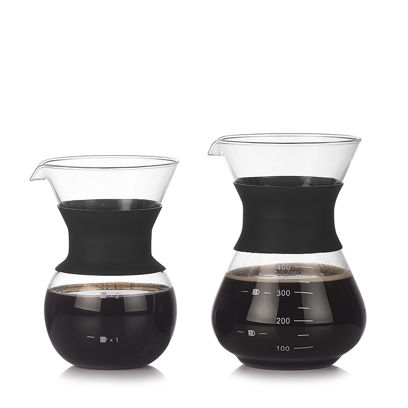 Lille kaffekande i glas, moka husholdnings varmebestandig håndkaffe i rustfrit stål filter kaffekande, husholdnings køkkenudstyr