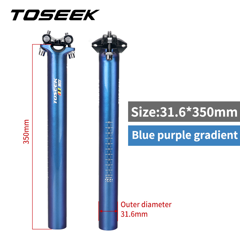 TOSEEK Carbon Seatpost dazzle Blue to purple Mtb Seatpost Offset 0mm Bike Seatpost Carbon 27.2/30.8/31.6mm Bicycle Seat Post: wcs-316-350mm