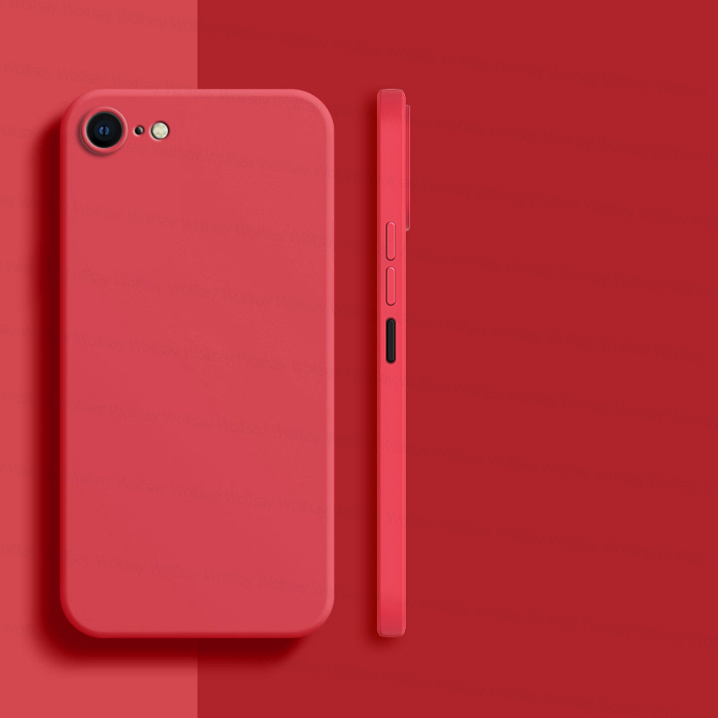 For iPhone 8 Case For iPhone SE 7 8 Plus Cover Case Luxury Shockproof Soft TPU Liquid Silicone Phone Back Cover Case: Red / For iPhone SE (2020)