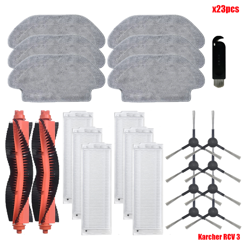 Accessories For Karcher RCV 3 Robot Vacuum Cleaner Spare Parts Roller Side Brush Hepa Filter Mop Cloth Tool Brushes Replacement: Burgundy