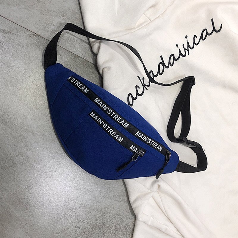 Women's Fanny Pack Casual Canvas Chest bag Simple Backpack Outdoor Sports Style Waist Bag Bum Belt Bags Leg Pouch 030411: Dark blue  waist bag