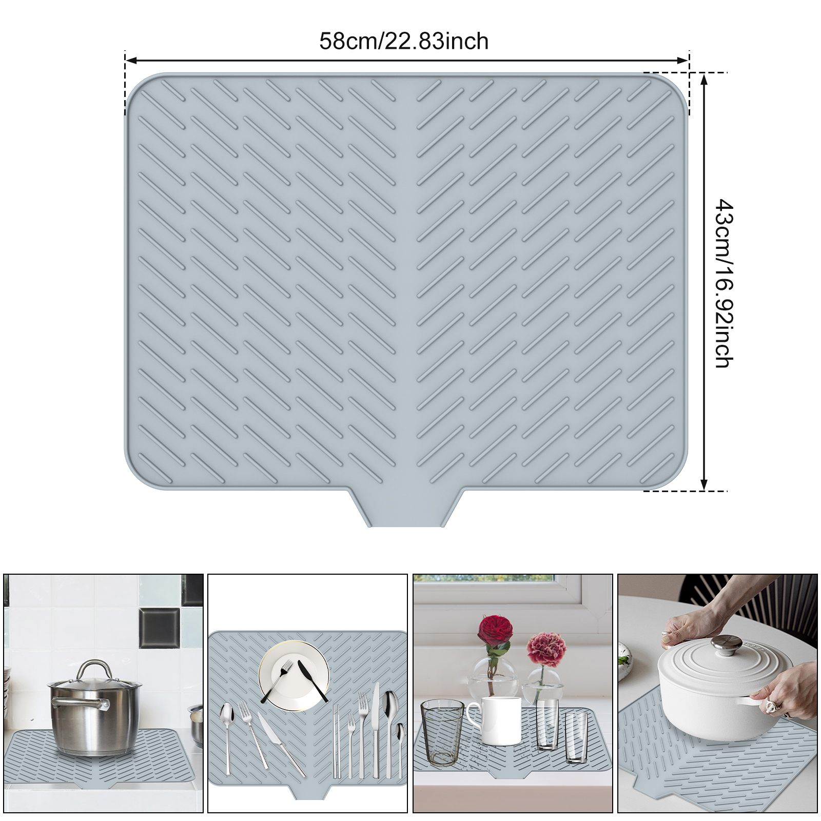 Esteira de secagem de prato ultra absorvente silicone esteiras de secagem antiderrapante secagem rápida drenagem esteira resistente ao calor almofada de secagem de prato de cozinha