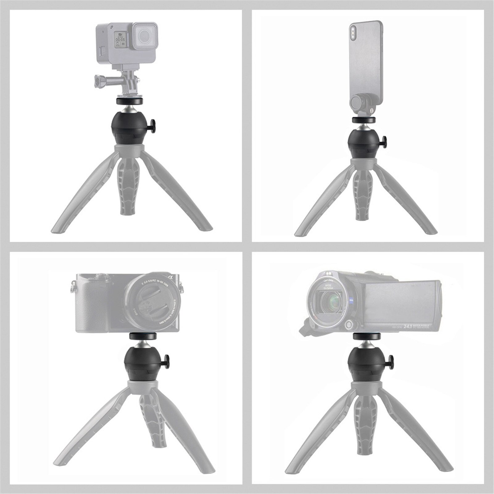 For Camera Tripod Mount Bracket Holder 1/4 Screw Camera Head Ball Adapter Cradle Ball Head Metal 360 Degree Panoramic Head