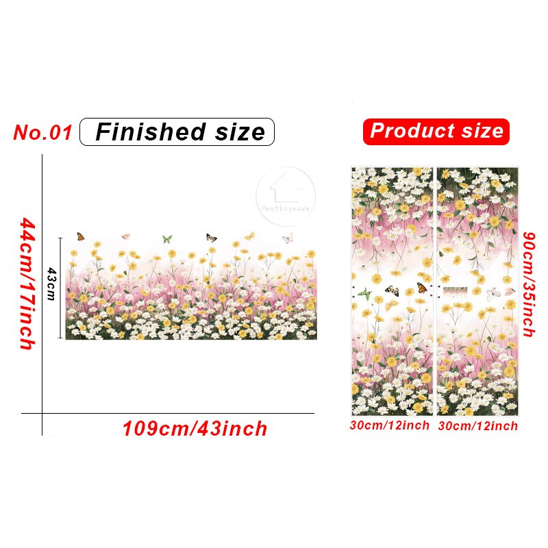 Varios Pared de flores pegatinas zócalo etiqueta de la pared para sala dormitorio pasillo decoración de la pared removible calcomanías decoración del hogar: No.01