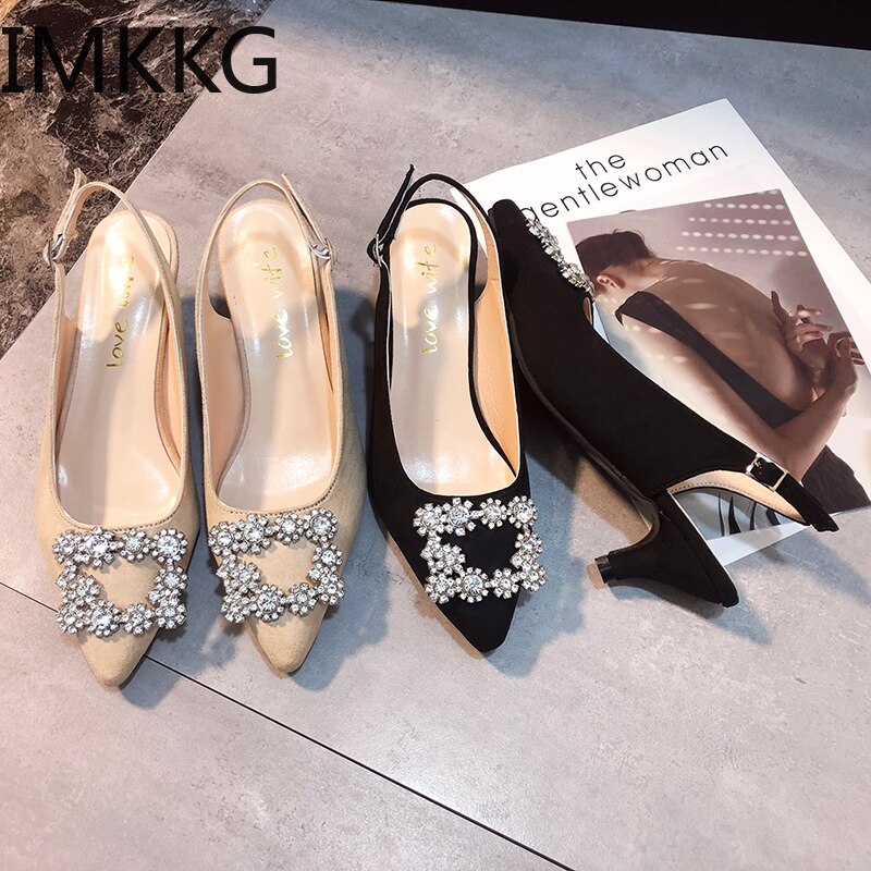 Luksus kvinder bryllup sko høje hæle rhinestone pu kvinde pumps spidse tå fest sko tynde hæle forår efterår