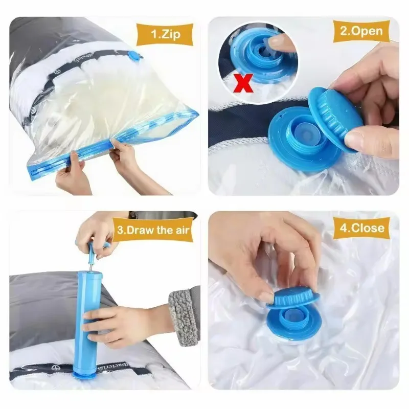 Ahorre más espacio para ropa, almohadas, ropa de cama, armario: organizador para el hogar, bolsas de almacenamiento al vacío con cremallera sellada para viajes