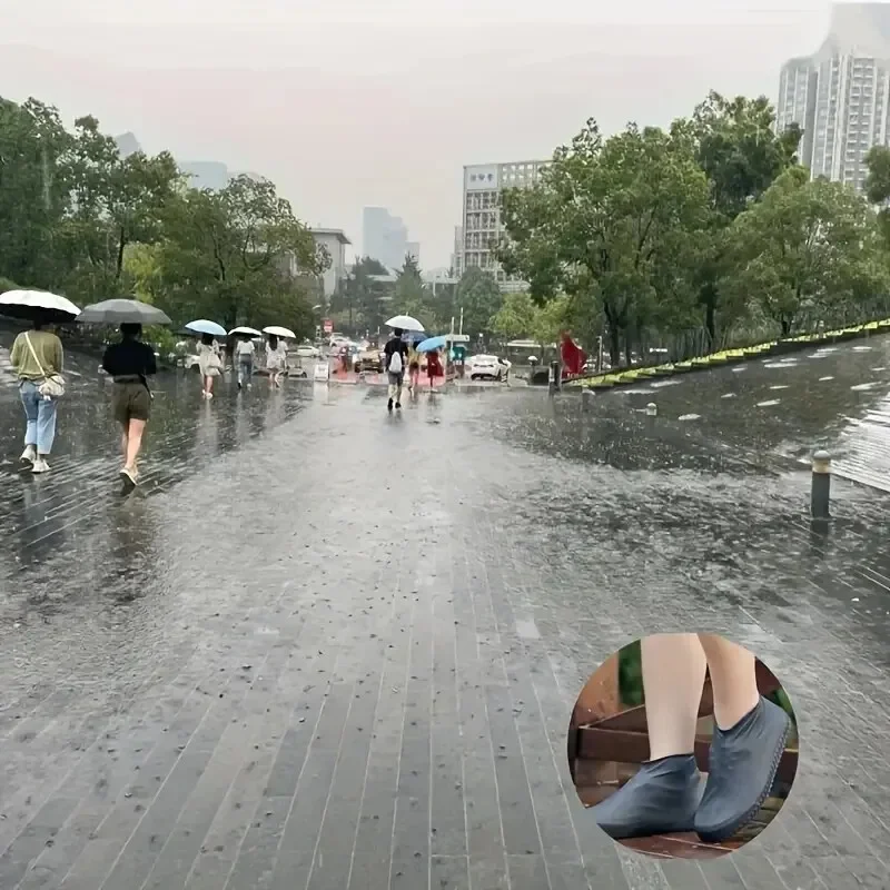 1 par de cubrezapatos de goma para botas de lluvia para uso en exteriores, cubrezapatos impermeables de silicona, cubrezapatos para días lluviosos, lluvia antideslizante reutilizable