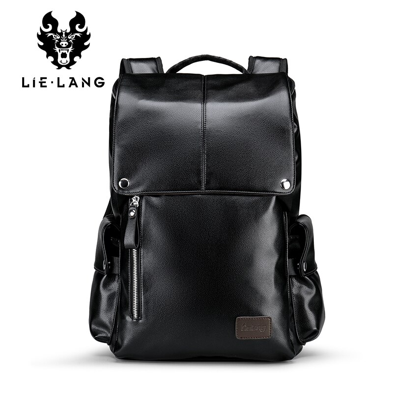 LIELANG Men Backpack PU Leather Male Functional bags Waterproof Black Backpack Men School Bags Laptop For Teenager Travel Bags