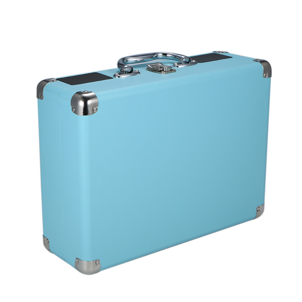 Vintage 3-Speed Classic Phonograph Gramophone Turntable Playrer Music Player with Stereo Speakers PU Leather Wooden Box US Plug