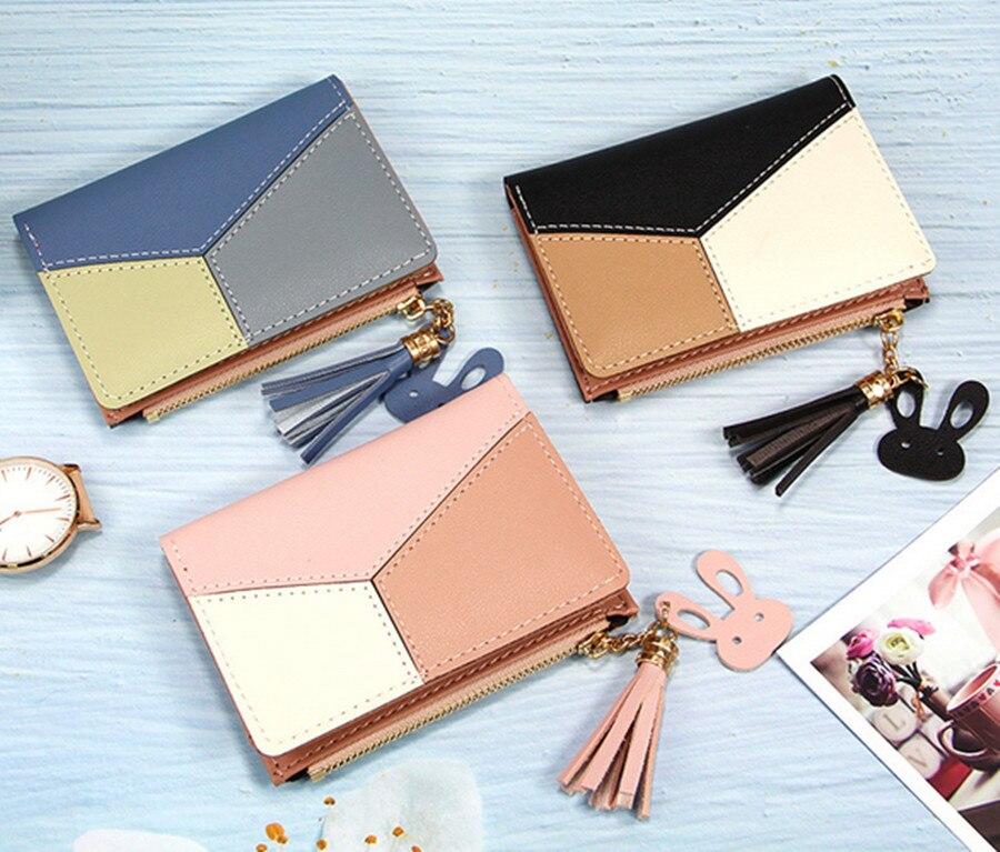 3 Color Tassel Chain Wallet Clutch Bag Lady S Outdoor Trend Solid Color Tassel Leather Card Wallet