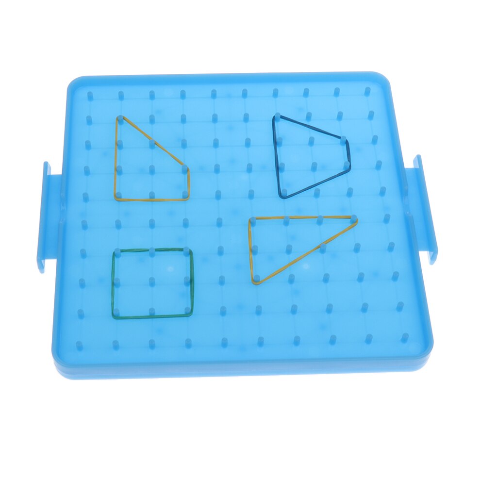 Plastic Geo Board with Colorful Rubber Bands, Nail Board Plate Early Mathematics Teaching Aids Learning Tools, 4 Colors