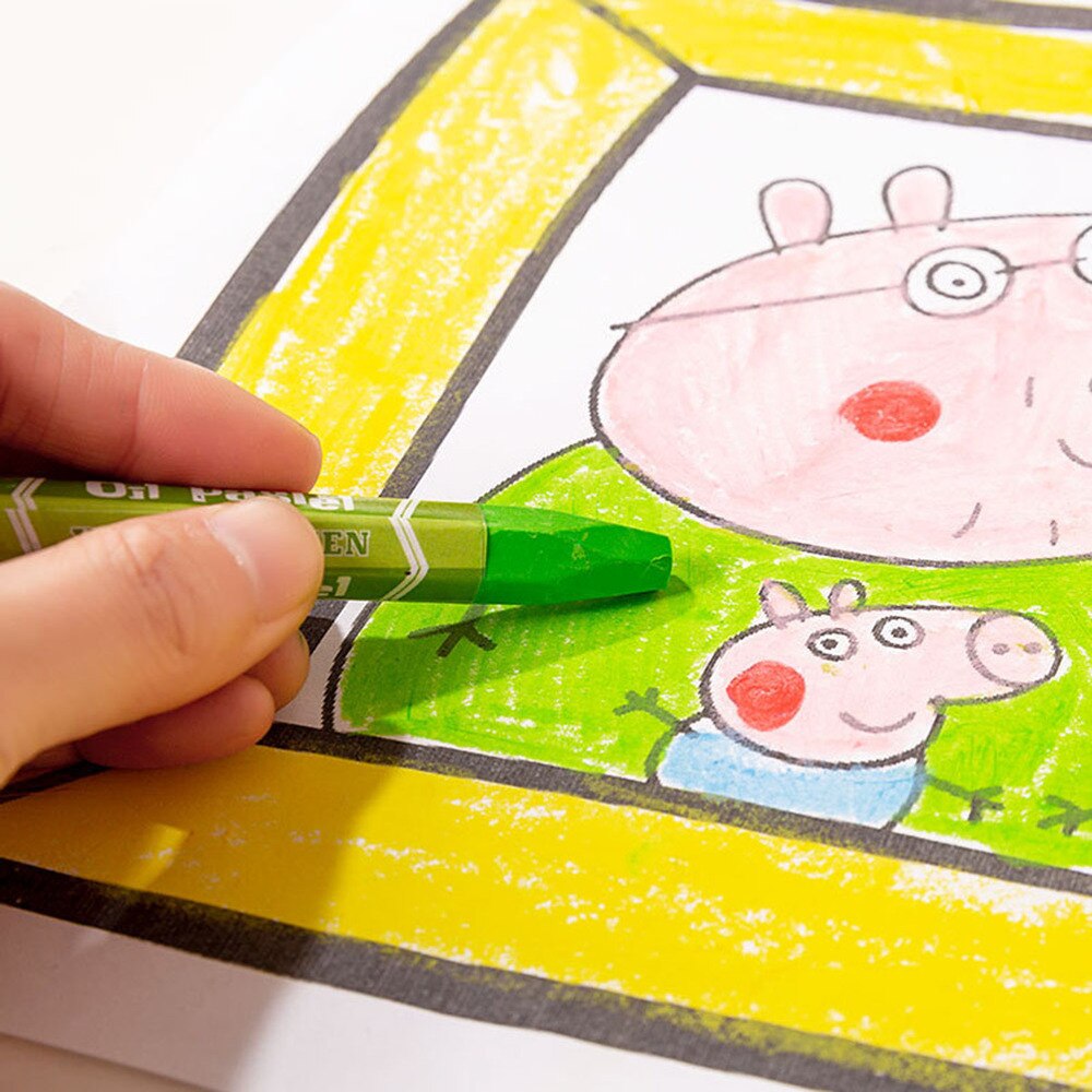 1 Box 12 Colors Crayon Painting Colour Pen School Supplies with Wooden Storage Case