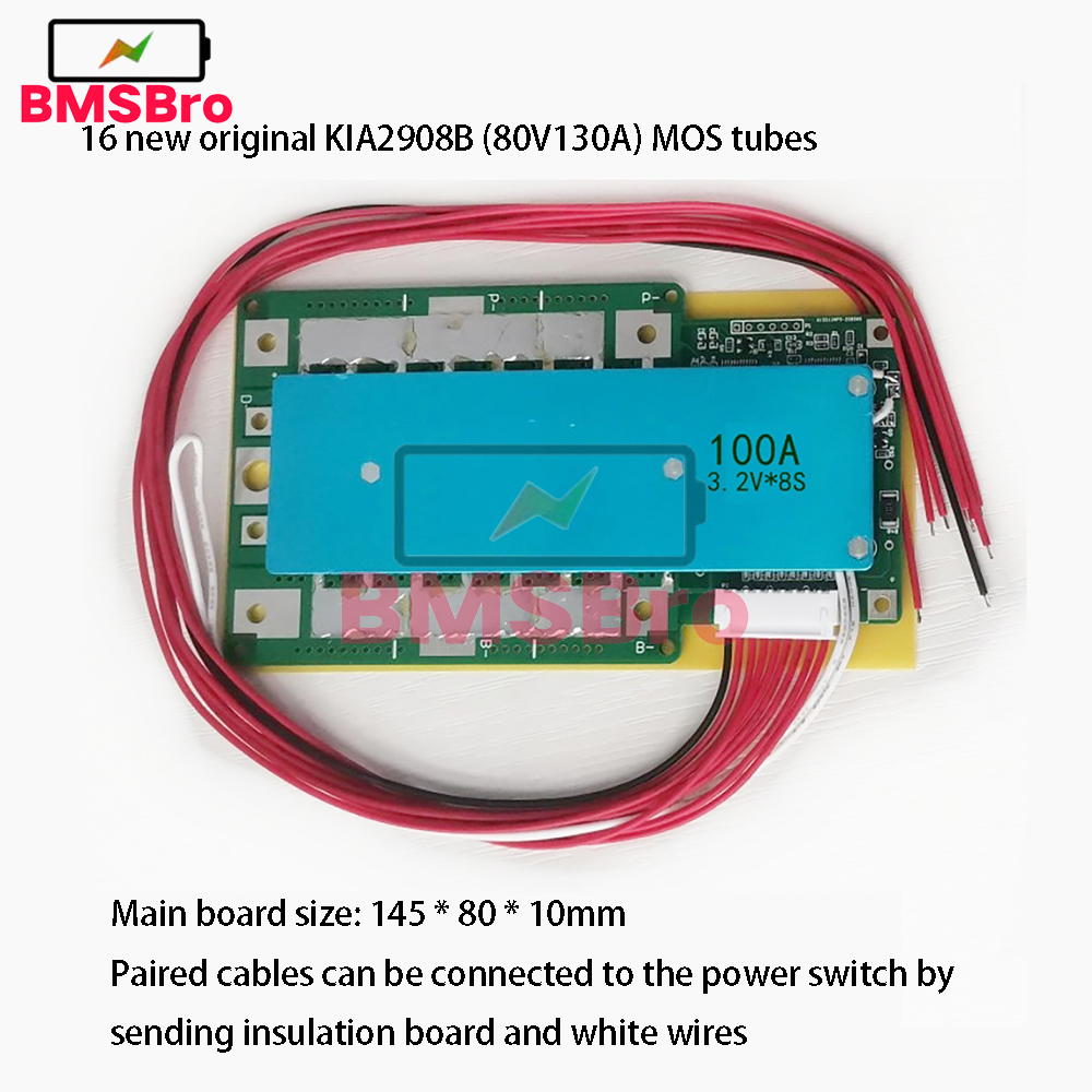8S 24V 100A BMS LFP Lifepo4 Lithiumbatteriezellen packen Ladeschutzplatine Überladung Entladung Schützen Auto RV Wechselrichter