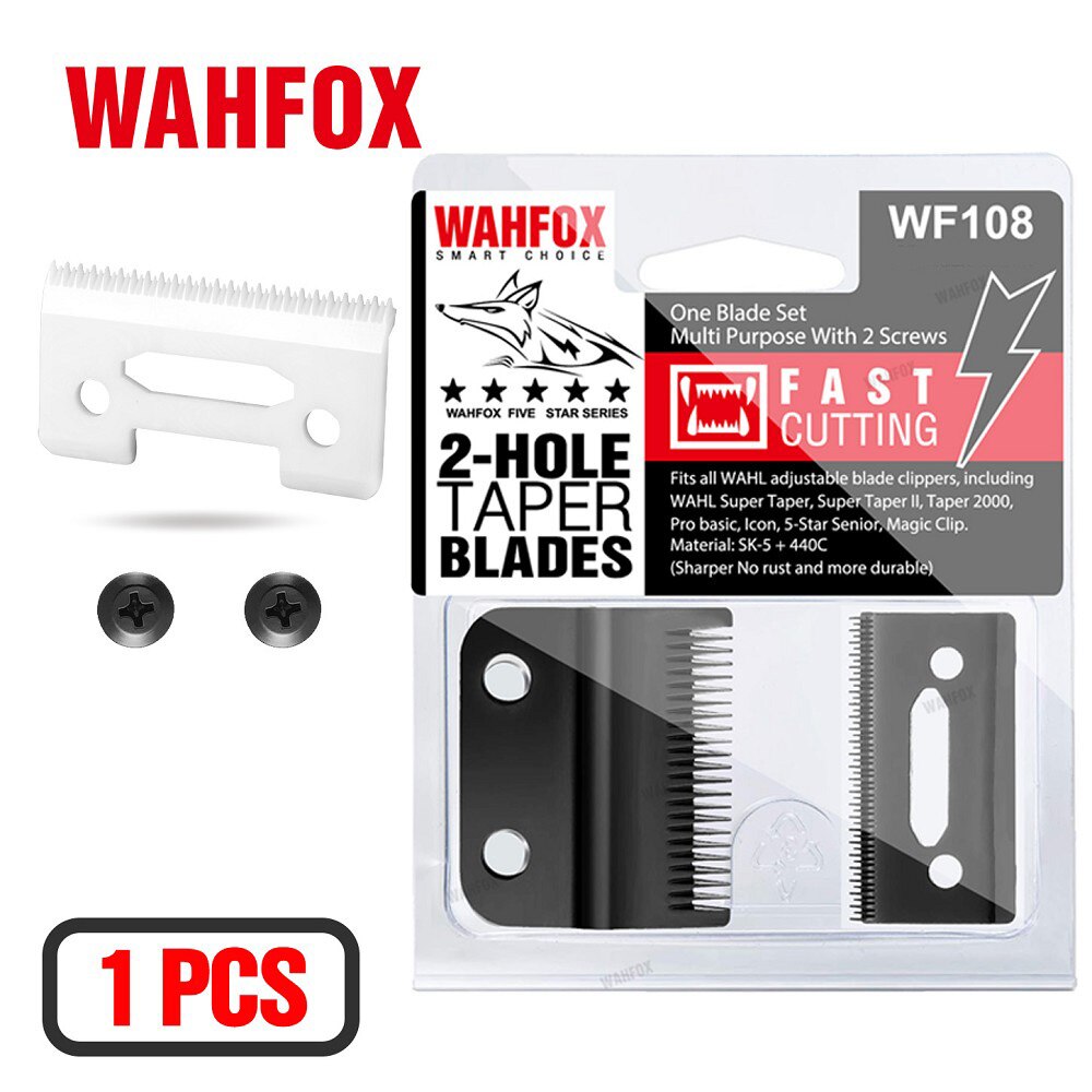 WAHFOX Blade For Barber Hair Clipper For WAHL Clipper 2-Hole Replacement Blades With Ceramic Blade: WF108 B 1 PCS