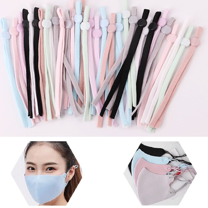 30 pièces masque plat élastique bande en caoutchouc corde oreille pendaison corde réglable bricolage doux noir blanc élastique couture masque artisanat accessoires