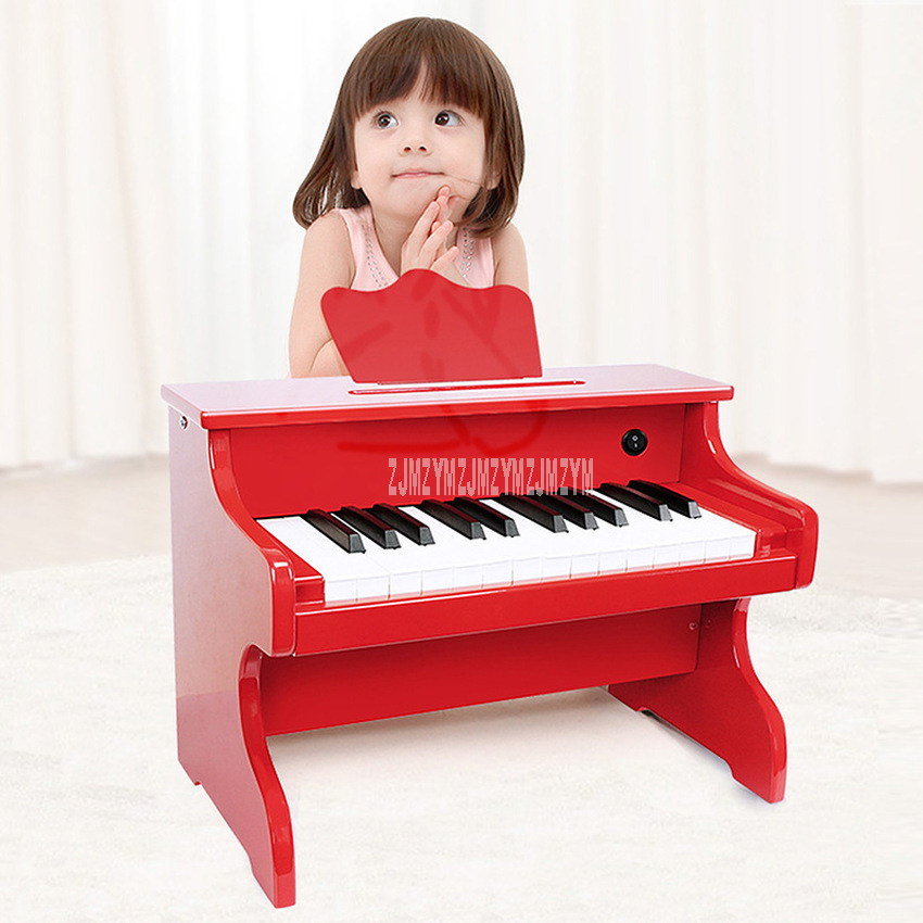1-5 años bebé Mini 25 teclas de madera Piano juguete niños teclado de madera Piano niños pequeño instrumento Musical de juguete acústico: Rojo