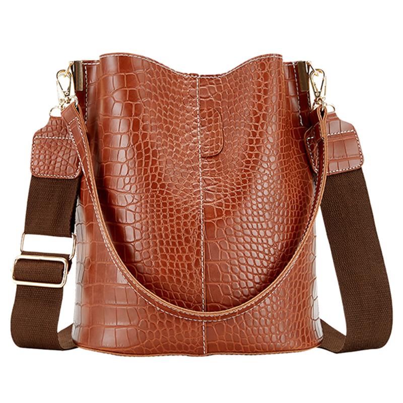 Bandoleras clásicas de piel sintética con patrón de cocodrilo para mujer, bandolera de hombro, bolso de mano, bolsas de compras para viaje: Marrón claro