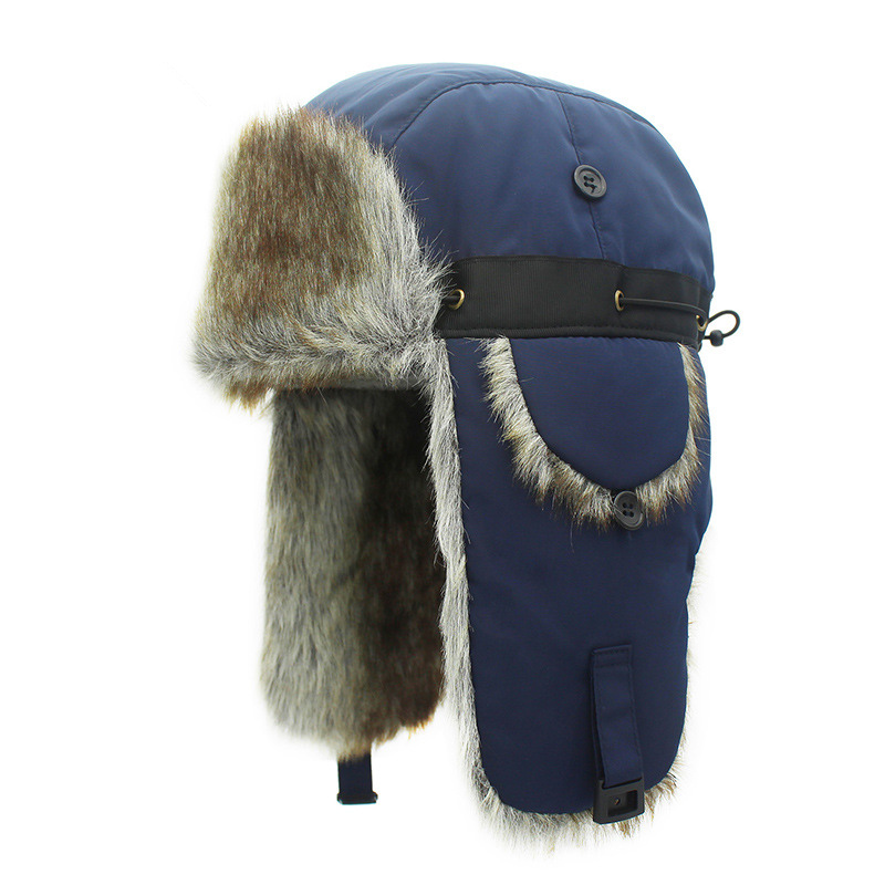 Gorros de invierno para hombre bombardero sombrero de piel rojo cálido gorra a prueba de viento mujeres grueso tartán ruso Ushanka sombrero