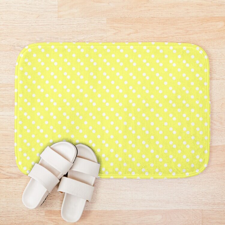 PUTANG YELLOW POLKA DOT Bath Mat Doormat Welcome Home Rectangle Anti-slip Carpet Rug Bedroom Entrance Floor Mats