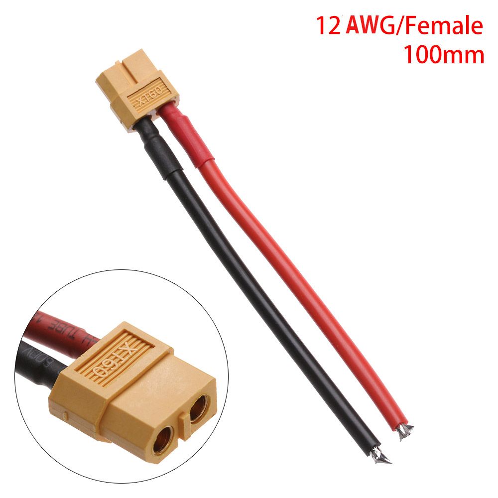 XT60 Connector Female / male 10CM/15CM XT60 Battery Male Female Connector Plug with Silicon 12 AWG/14 AWG Wire: Yellow