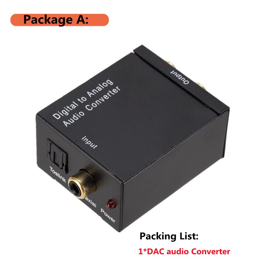 Grwibeou Digitaal Naar Analoog Audio Converter Optical Fiber Toslink Coaxiale Signaal Naar Rca R/L Audio Decoder Spdif Atv dac Converter: Package A