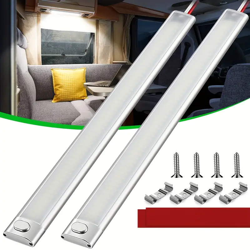12 V-80 V LED Interieur Lichtbalk Strips Ultra-Heldere 120 LEDs Auto Leeslampen Voor Trailers vrachtwagens Boten Campers Duurzaam Werklamp: Ivoor