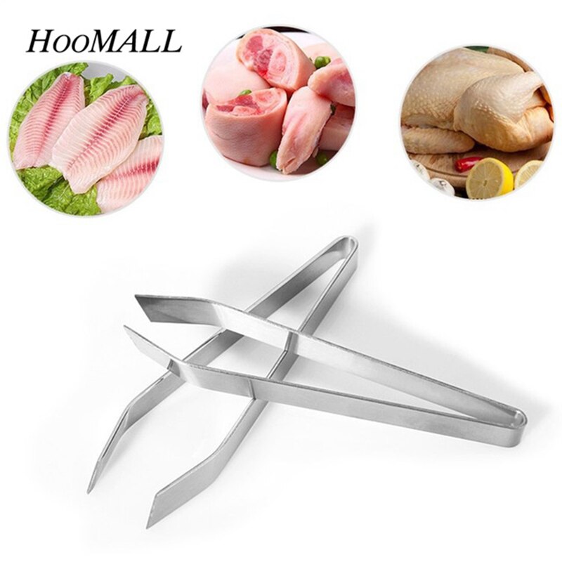 Stainless Steel Fishbone Tongs Metal Fish Hair Remover Kitchen Stubbs Plucking Fur Bones Clip Tong Animal Pliers BBQ #1