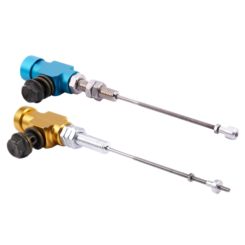 2Pcs Motorcycle Hydraulic Clutch Master Cylinder Rod Brake Pump M10X1.25Mm Aluminum - Gold & Blue