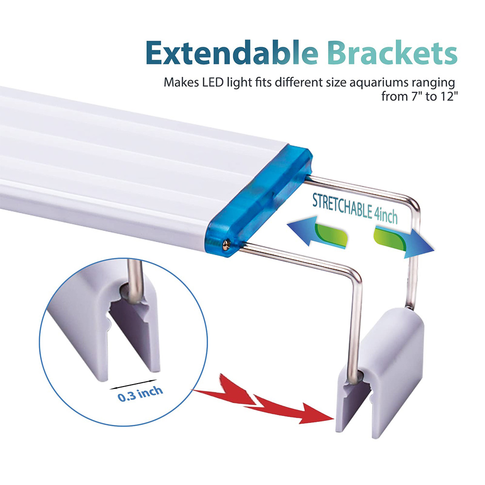 Luces LED súper delgadas para acuario, 18-58CM, 110-240V, planta para pecera, luz de espectro completo, Clips de luz retráctiles, iluminación para acuarios