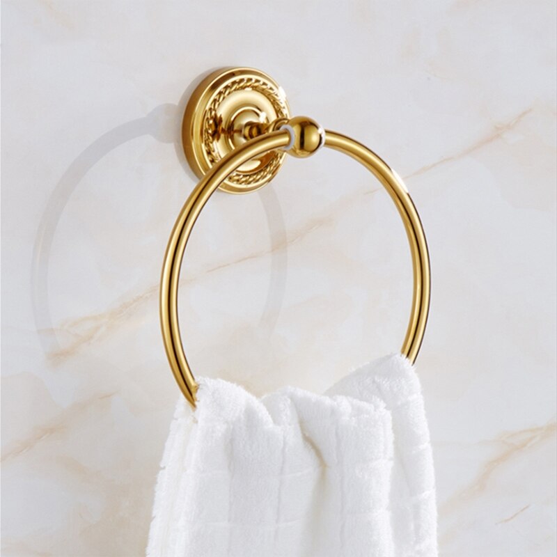 Gold/ Rose Gold Simple Copper Towel Ring Towel Bar Bathroom Hardware Accessories