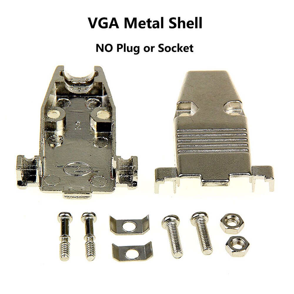 VGA Welding Connector DB15 Male Plug / Female Socket Metal Shell Kit 3 Rows 15 Pin Serial Port Connector D-SUB15 Adapters: Metal Shell