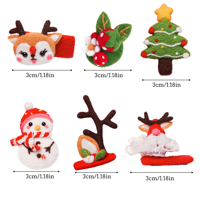 Horquilla de fieltro de lana para niños y niñas, accesorios creativos para el cabello, decoración de fieltro de lana para Navidad y Año , DIY
