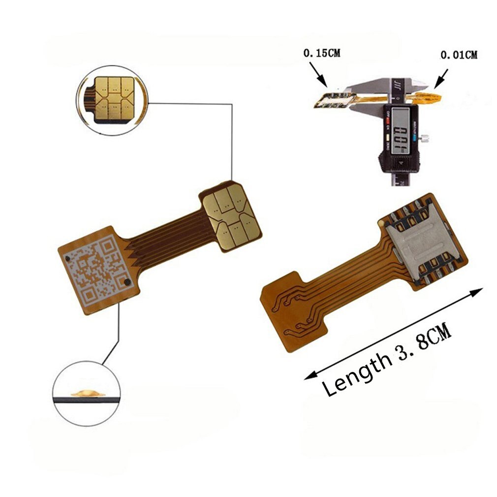 1 stück universeller hybrid-sim-kartensteckplatz Dual-sim-kartenadapter Mikro-Verlängerung nano auf nano für Android-handys
