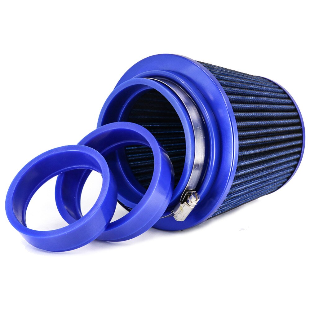 TIROL T10176b Round Tapered Universal Auto Cold Air Intake/ 3" 76-88-101mm Air Filter (Blue)