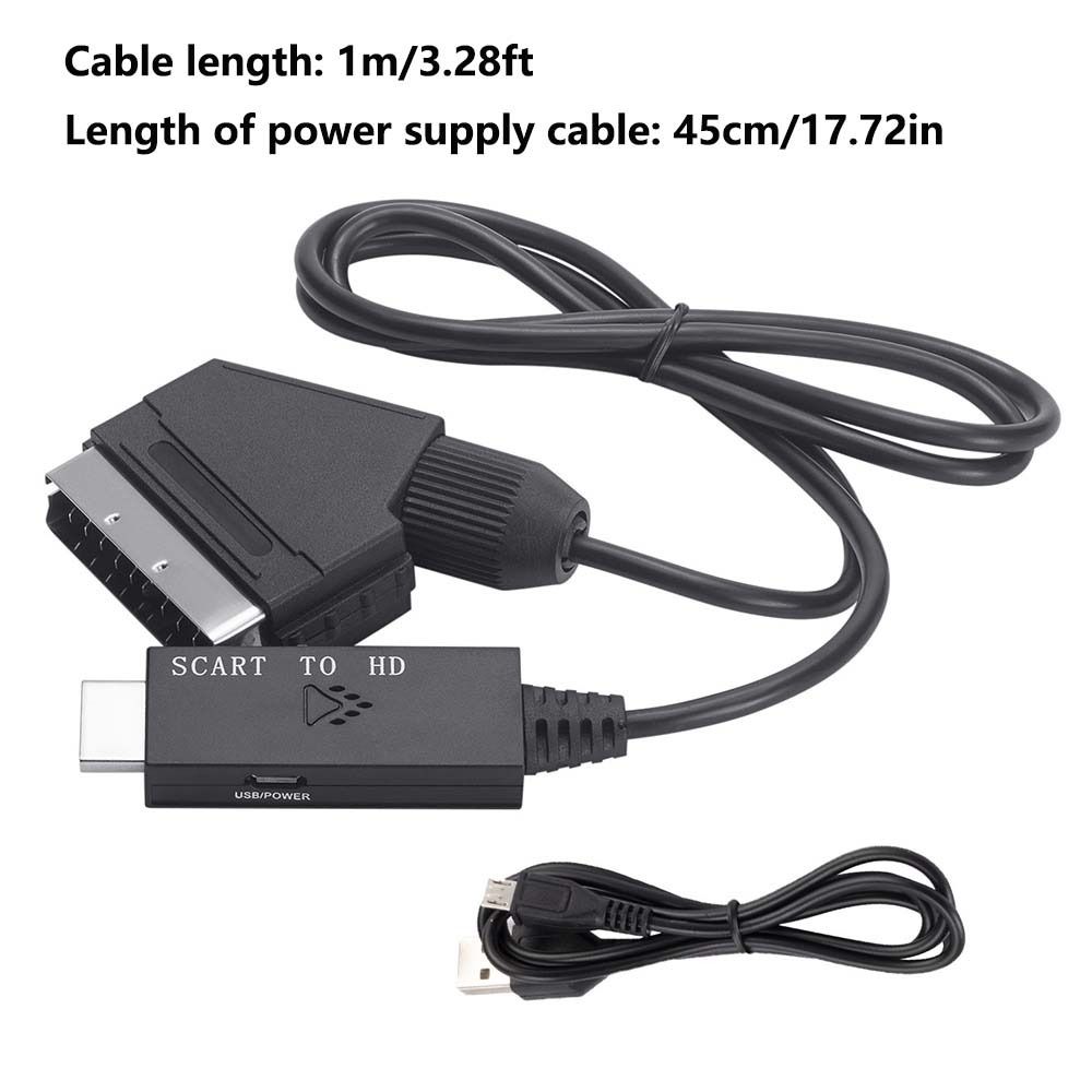 1080P SCART til HDMI Konverter - SCART Input til HDMI Output Han til Han SCART til HDMI Adapter Kabel Plug Play