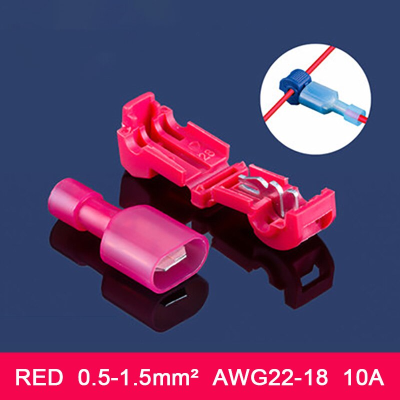 T Pulse tipo eléctrico conector rápido Terminal de cable conectores de empalme y aislado hombre terminales hembra para coche línea de conexión: Red / 20pcs(10 sets)