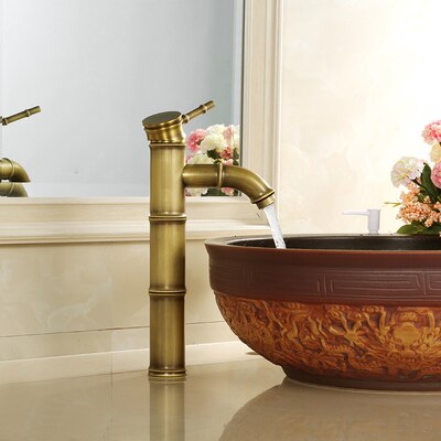Lottin Wastafel Kraan Antiek Messing Bamboe Stijl Kraan Vintage Brons Afwerking Koper Sink Kraan Enkele Handgreep En Col: 5