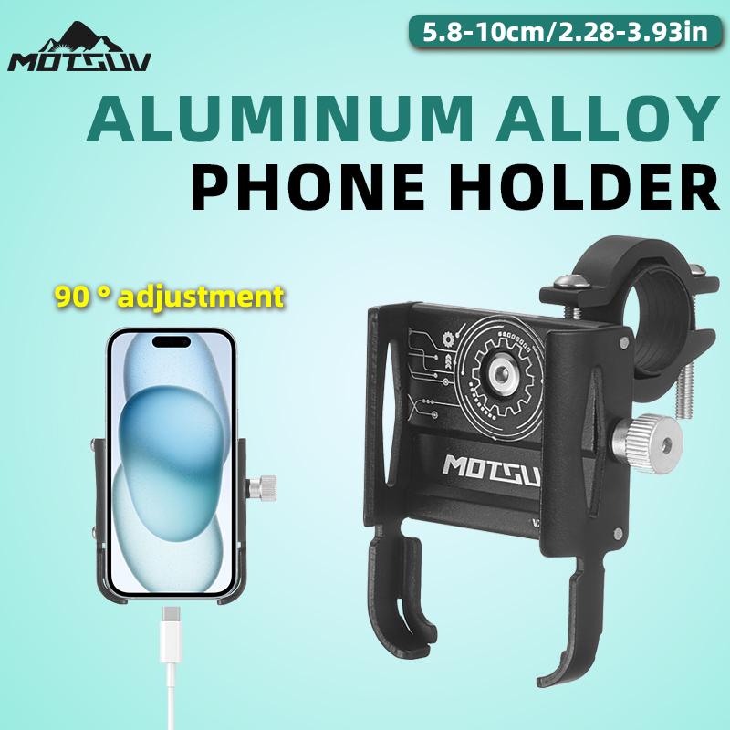 90 ° Roterende fietstelefoonhouder Aluminiumlegering Waterdichte schokbestendige telefoonclip voor MTB Road Fietsnavigatie Specifieke beugel